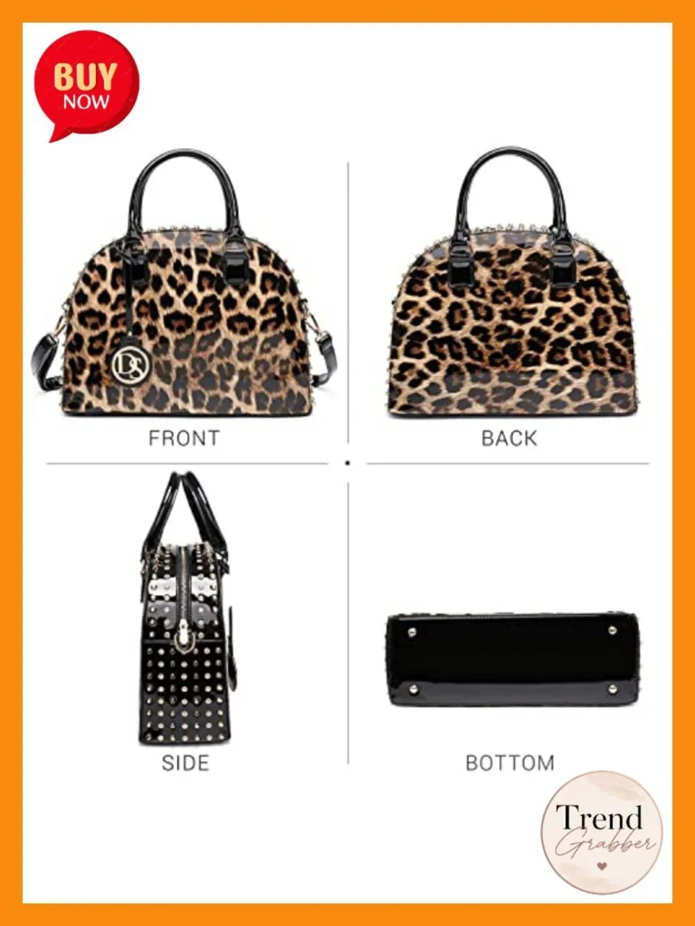 Structured Patent Leather Dome Satchel Work Tote with Shoulder Strap